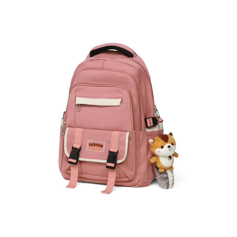 Kevin Cohen Nylon Fabric Backpack Regular Unisex Black/Red/Pink-8