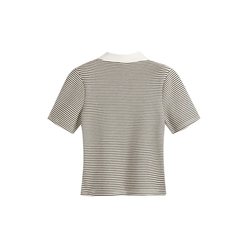 HANDAIWEI T Shirt Women's Apricot Black-1