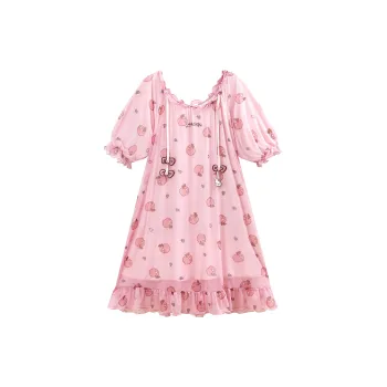 GUKOO x Hello Kitty/ Nightgown Women's Light Orange Pink