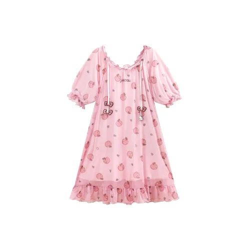GUKOO x Hello Kitty/ Nightgown Women's Light Orange Pink