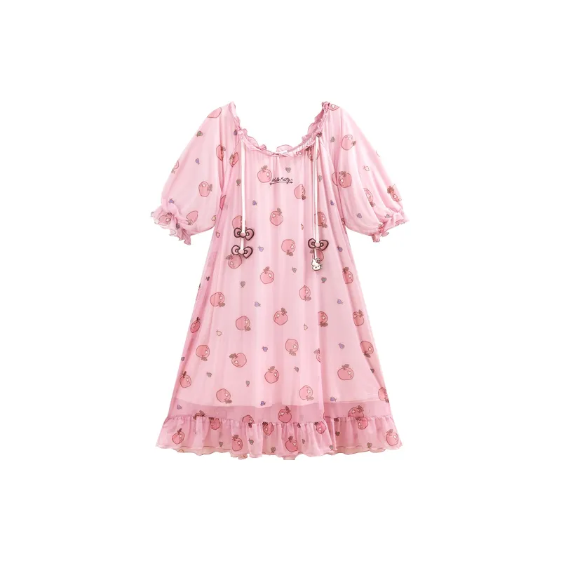GUKOO x Hello Kitty/ Nightgown Women's Light Orange Pink-0