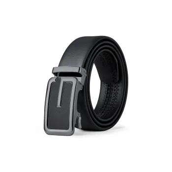 WilliamPOLO Cow Leather Leather Belts Men's Gunmetal 3.5cm Width