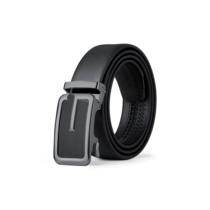 WilliamPOLO Cow Leather Leather Belts Men's Gunmetal 3.5cm Width-0