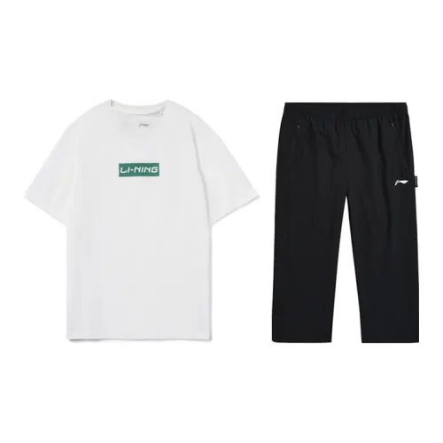 LINING Casual Sportswear Men Set Ivory+Black