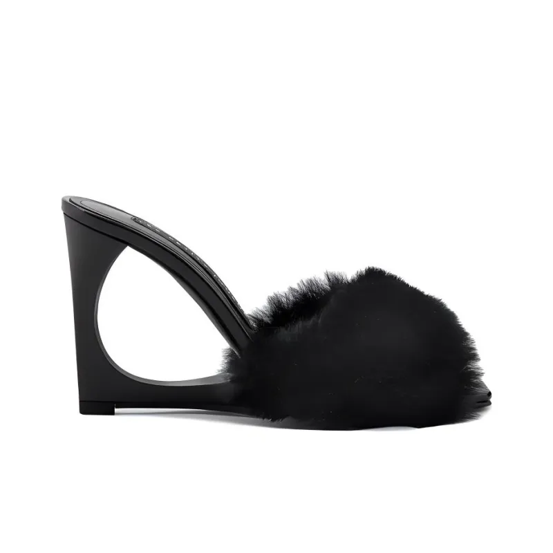 Les Petits Joueurs Slide Slippers 10cm Women's Black-1