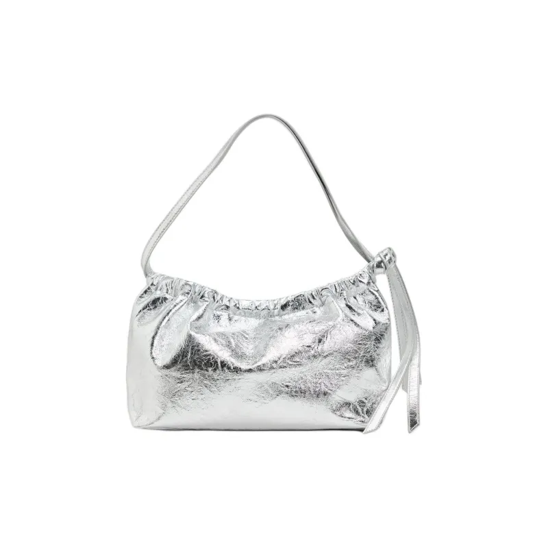 ZARA PU Handbag Shoulder Bag Women's Silver-0