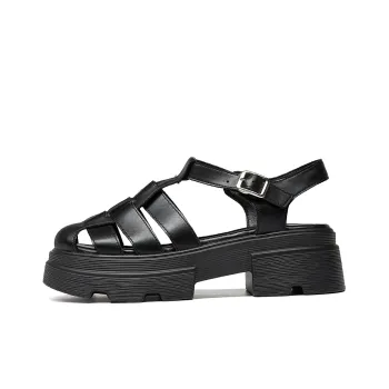 HLA Roman Sandals Women's 2024 New Arrival Closed Toe Cut Out Woven Platform Height Increasing Piggy Shoe