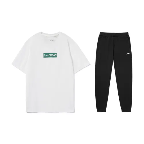 LINING Casual Sportswear Men Set Ivory+Black