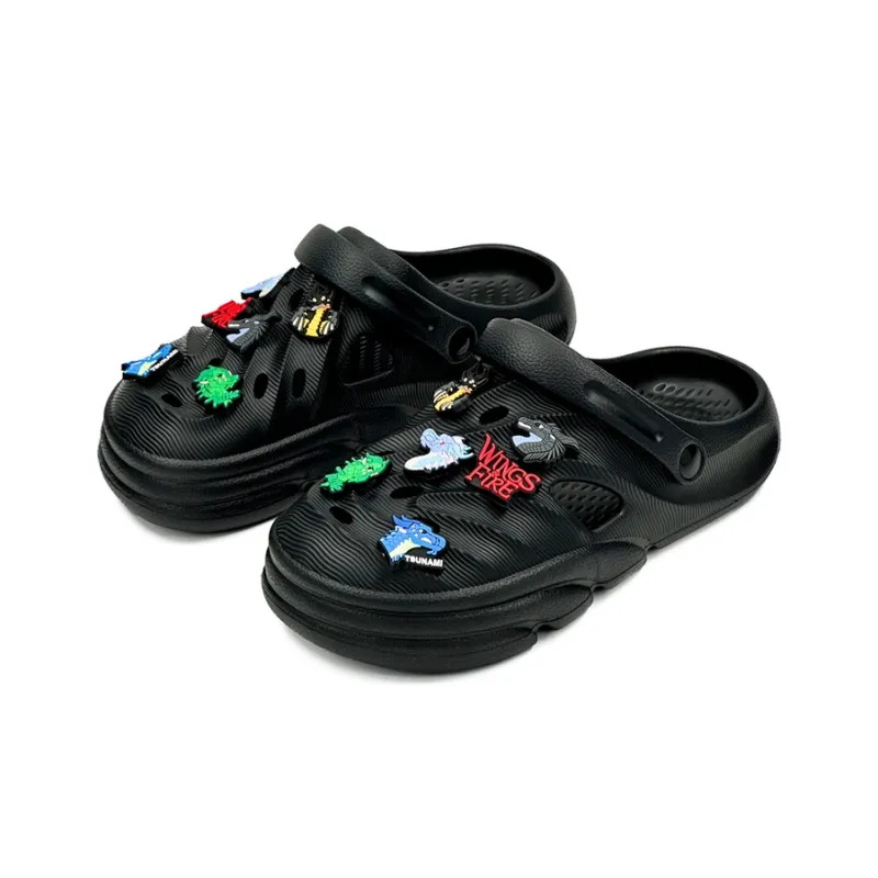 OUBT Dragon Pattern Upper Design Clogs Men's Black-1