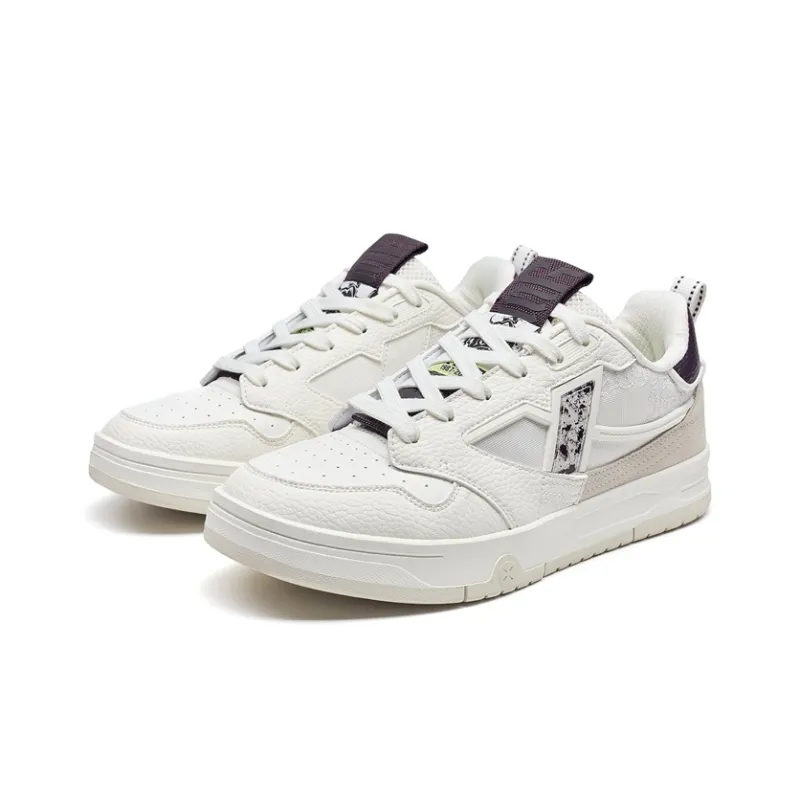 XTEP Thunder Dance Lightweight Low-Top Skateboard Shoes Women's Sail White/Dark Plum Sauce/Milk Tea White-3