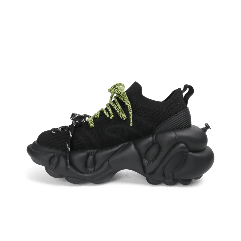 ZERO COSMOS Breathable Height Increase Low Top Chunky Sneakers Unisex Black-0