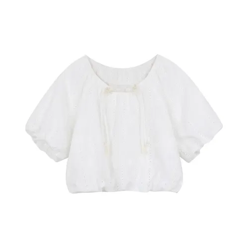 ELF SACK Chiffon Shirts Women's Lace White