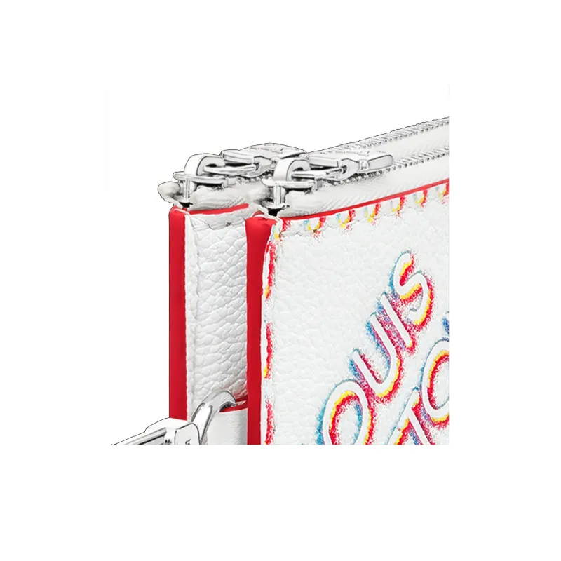 LOUIS VUITTON Double Zipped Card Holder White Damier Spray-4