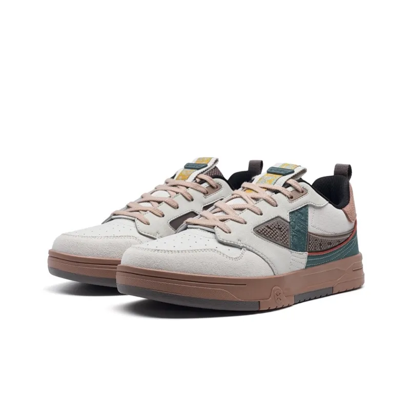 XTEP Breakdance STEP 1 Lightweight Low Top Skateboard Shoes Men's Light Heather Gray/Dark Mud Gray/Mushroom Brown-3