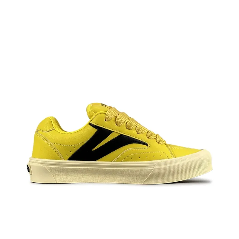 VFDF Puffy Shoes Anti Slip Wear Resistant Low Top Skateboard Shoes Unisex Yellow Black-1