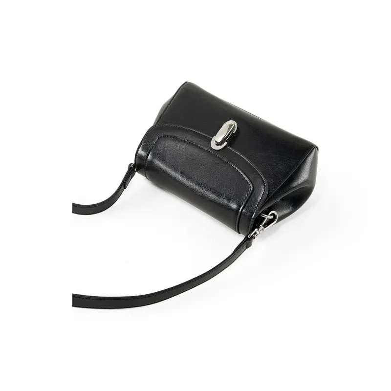 Teenmix Cow Leather With Synthetic Leather Underarm Shoulder Bag, Crossbody Bag Trumpets Women's Black/White/Khaki-5