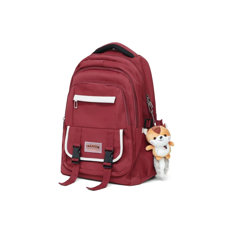 Kevin Cohen Nylon Fabric Backpack Regular Unisex Black/Red/Pink-4