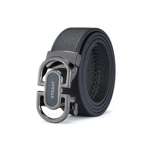 ST&SAT Double Straps Comfortable Elegance Advanced Touch Leather Belts Men's Width 3.5CM