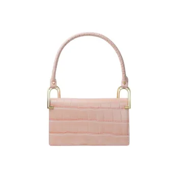 APEDE MOD Crocodile Pattern Cow Leather Square Bag Handbag, Shoulder Bag Women's Cherry Blossom Pink