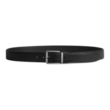 Dunhill Solid Color Design Pin Buckle Cowhide Split Leather Belts Men's Black Width 3.5CM