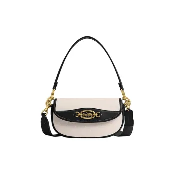 COACH Harley Fabric With Cow Leather Portable Crossbody Bag, Shoulder Bag Medium Size Women's Salt Rock & Black