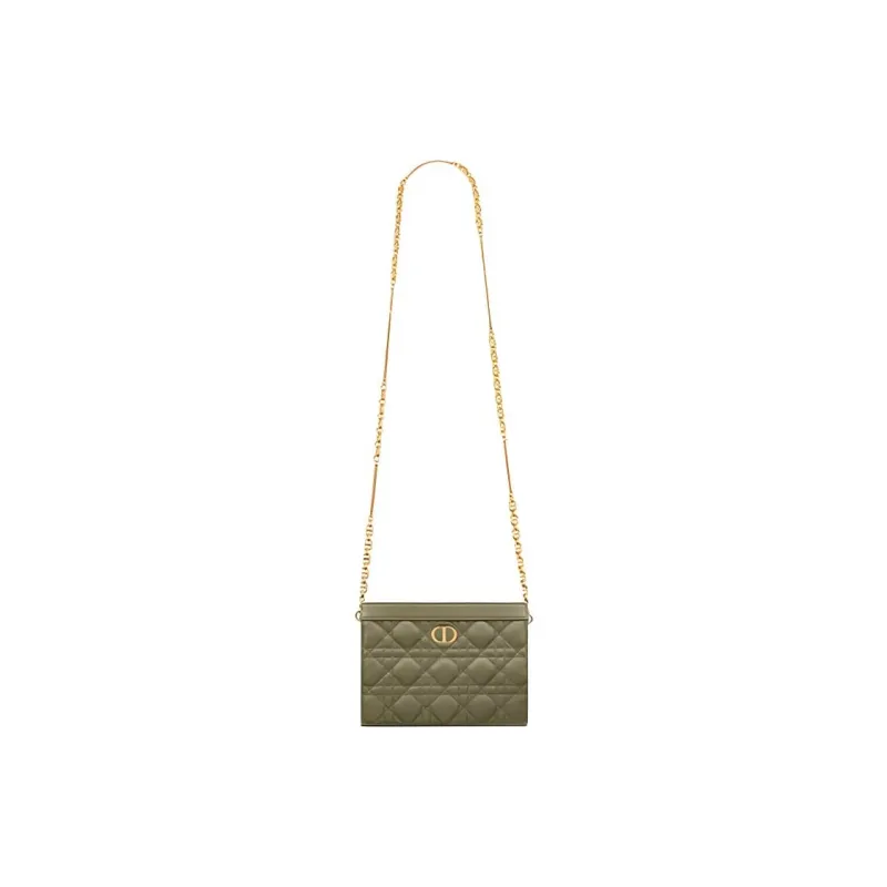 DIOR Caro Soft Cow Leather Clutch Women's Pine Green Color-3