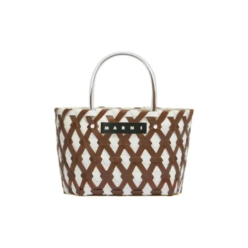 MARNI Polypropylene Tray Tote Bag Shopping Bag Handbag Women's Brown & White