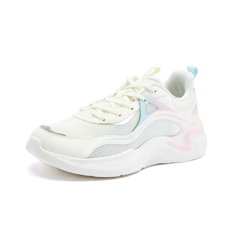 QIAODAN Cushioned Anti Slip Wear Resistant Breathable Lightweight Low Top Running Shoes Women's Ivory Cloud Pink-2
