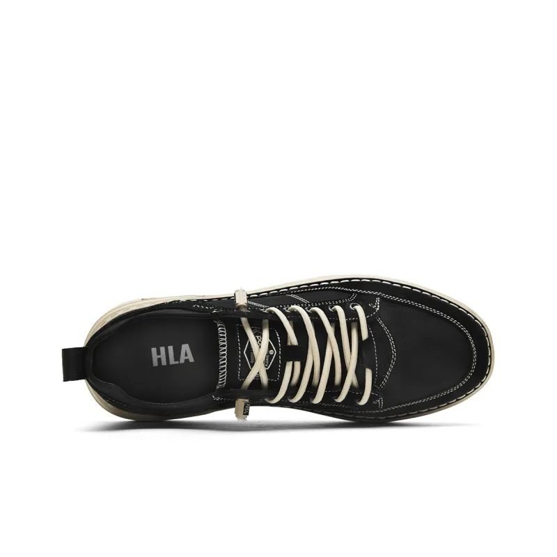 HLA Canvas Shoes Men Low Top Sand Black-2