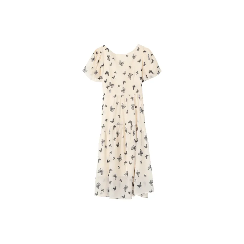 ONE PASS STUDIO Short Sleeved Dresses Women's Butterfly Print-1