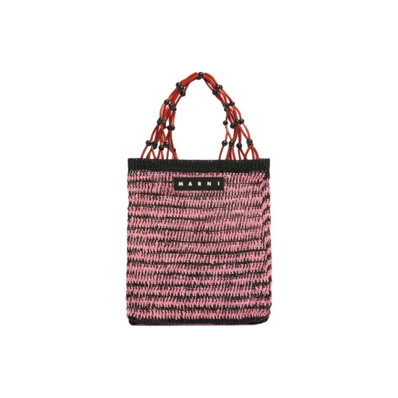 MARNI Natural Fiber Tote Bag, Shopping Bag, Handbag Women's Pink-0