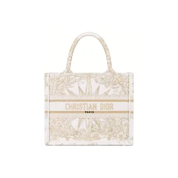 DIOR BookTote Embroidery Tote Bag Shopping Bag Shoulder Bag Handbag Small Size Women's Gold