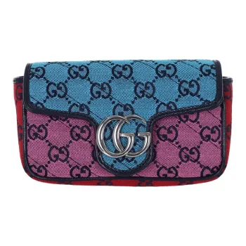 GUCCI Marmont Canvas Suede Shoulder Bag Crossbody Bag Extra Mini Women's Multicolor