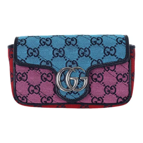 GUCCI Marmont Canvas Suede Shoulder Bag Crossbody Bag Extra Mini Women's Multicolor