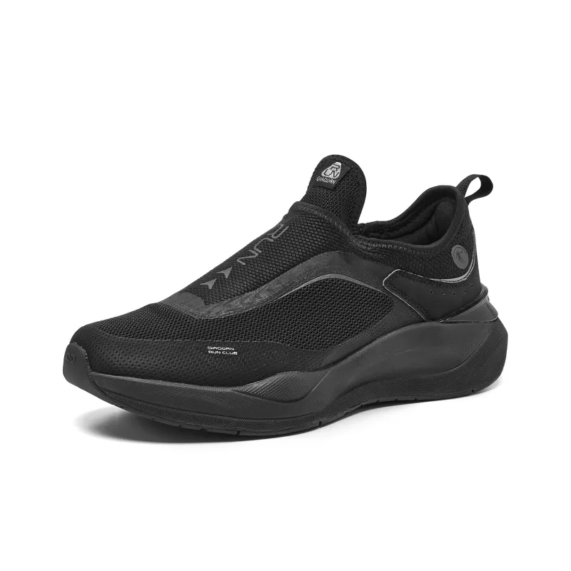 QIAODAN Cushioning Slip Resistant And Abrasion Resistant Low Top Casual Running Shoes Men's Black Lightning Gray-2