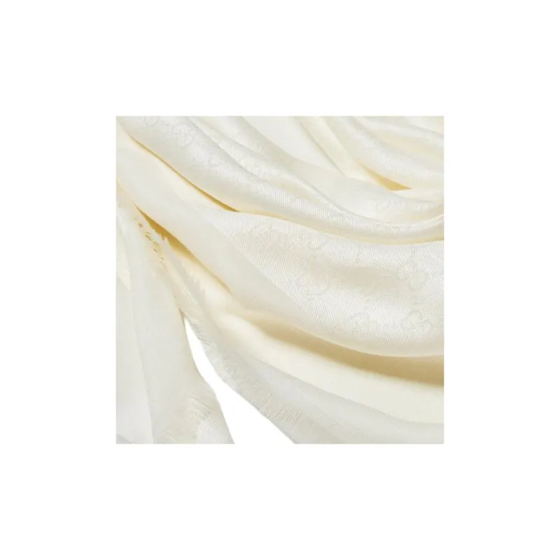 GUCCI Cotton Knit Scarves Women's White-2