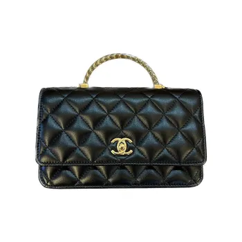 CHANEL Lambskin One Shoulder Handbags Women's Black
