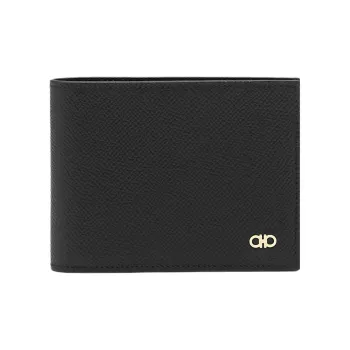 FERRAGAMO Stamped Calfskin Wallet Men's Black
