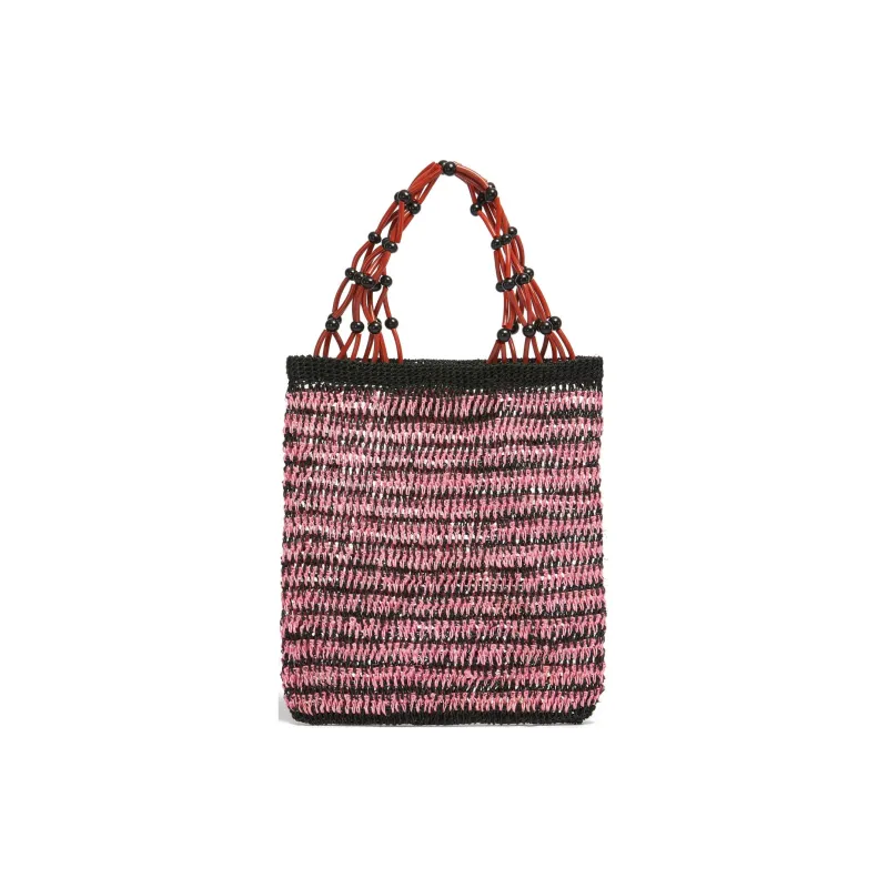 MARNI Natural Fiber Tote Bag, Shopping Bag, Handbag Women's Pink-3