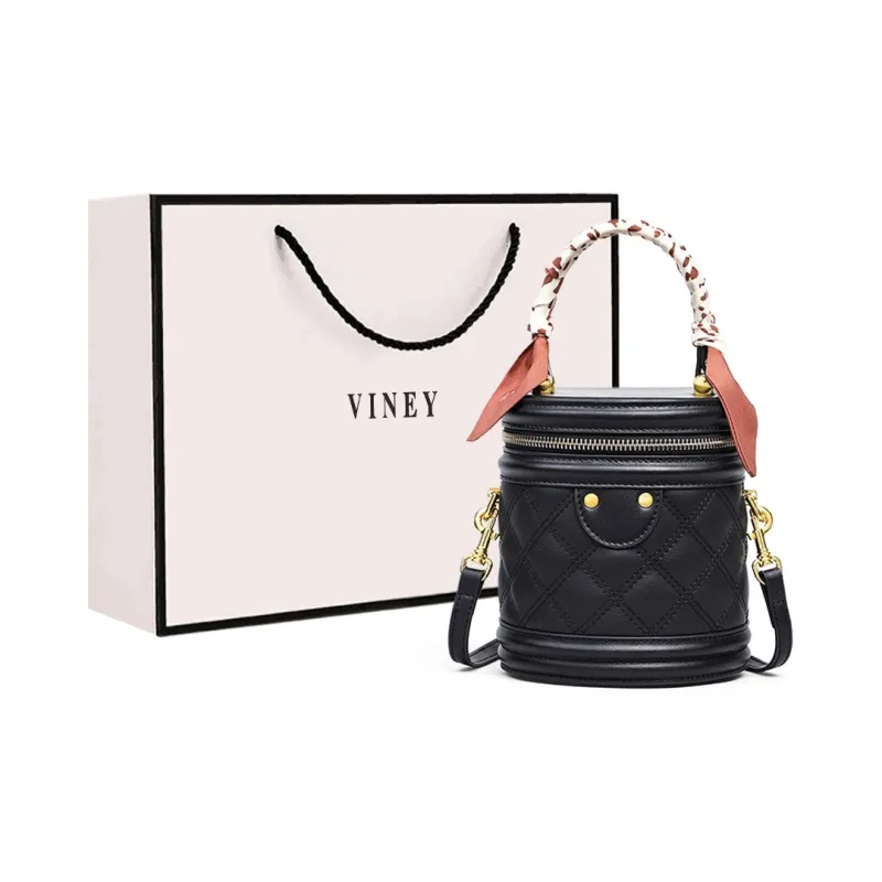 VINEY Cow Leather Handbag Crossbody Bag Shoulder Bag Bucket Bag Regular Women's White-5
