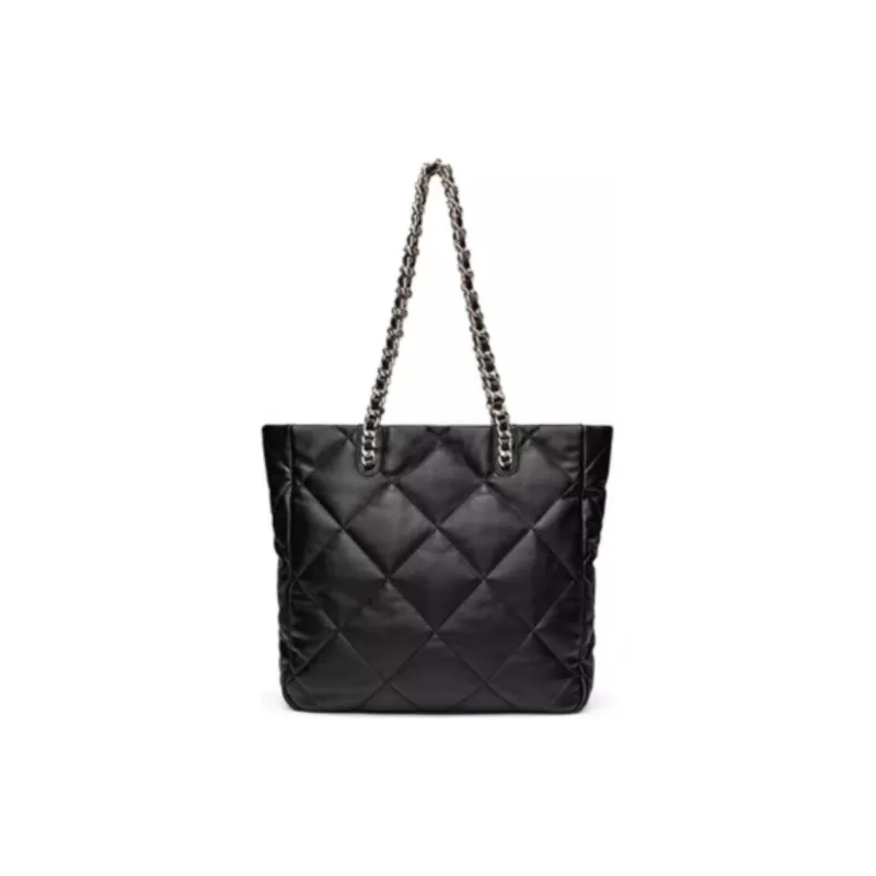 GOLDLION Cow Leather Tote Bag Shopping Bag Handbag Shoulder Bag Women's Black/Ecru-3