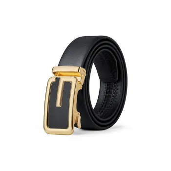 WilliamPOLO Cow Leather Belt Men's Gold Width  3.5cm