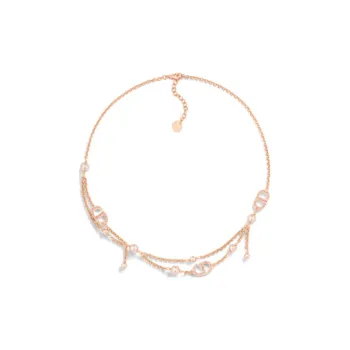 DIOR Resin Metal Faux Crystal Necklaces Women's Rose Gold