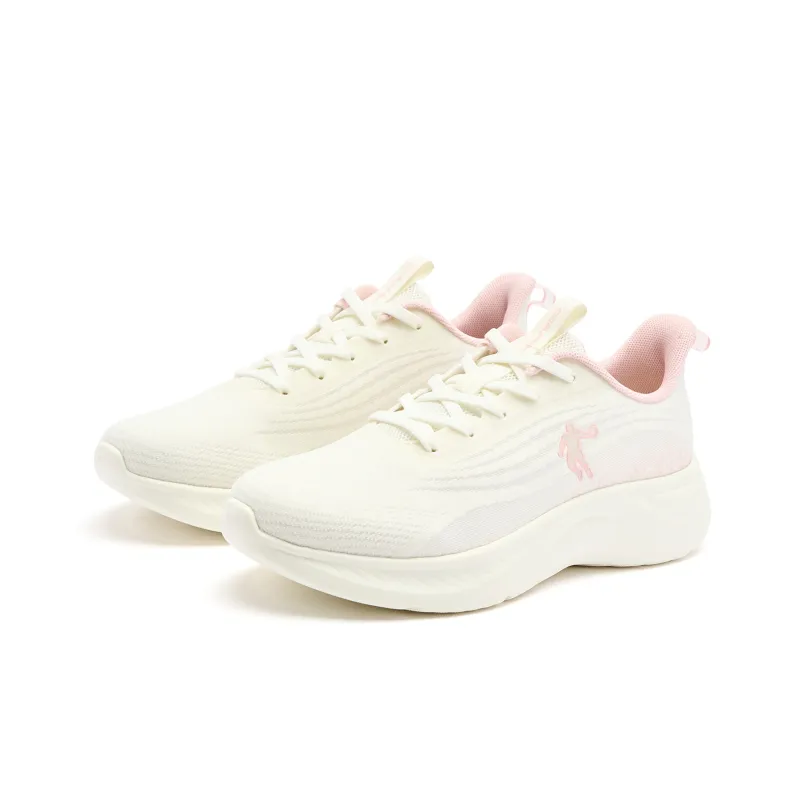 QIAODAN Light LITE Cushioned Slip Resistant Abrasion Resistant Low Top Running Shoes Women's Ivory Ice Frost Pink-2
