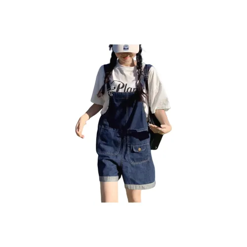 Pure Shimane Denim Shorts Women's Dark Blue Overalls Shorts