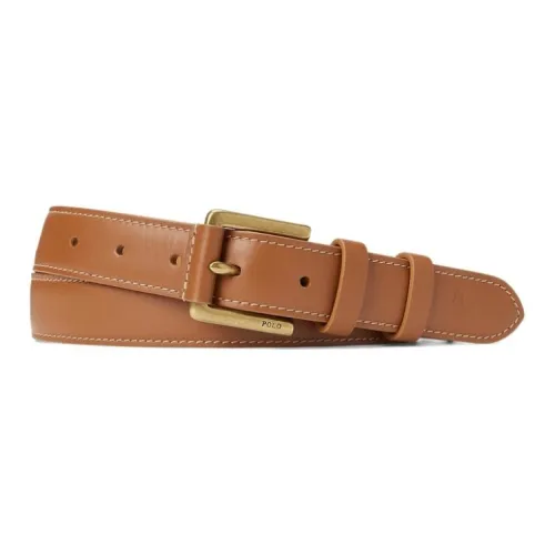 Polo Ralph Lauren Solid Color Design Pin Buckle Cow Leather Leather Belts Men's Brown Width: 2.5CM
