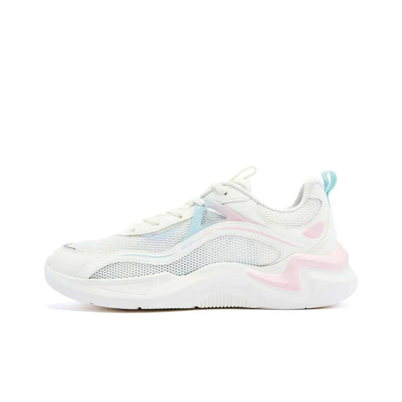 QIAODAN Cushioned Anti Slip Wear Resistant Breathable Lightweight Low Top Running Shoes Women's Ivory Cloud Pink-0