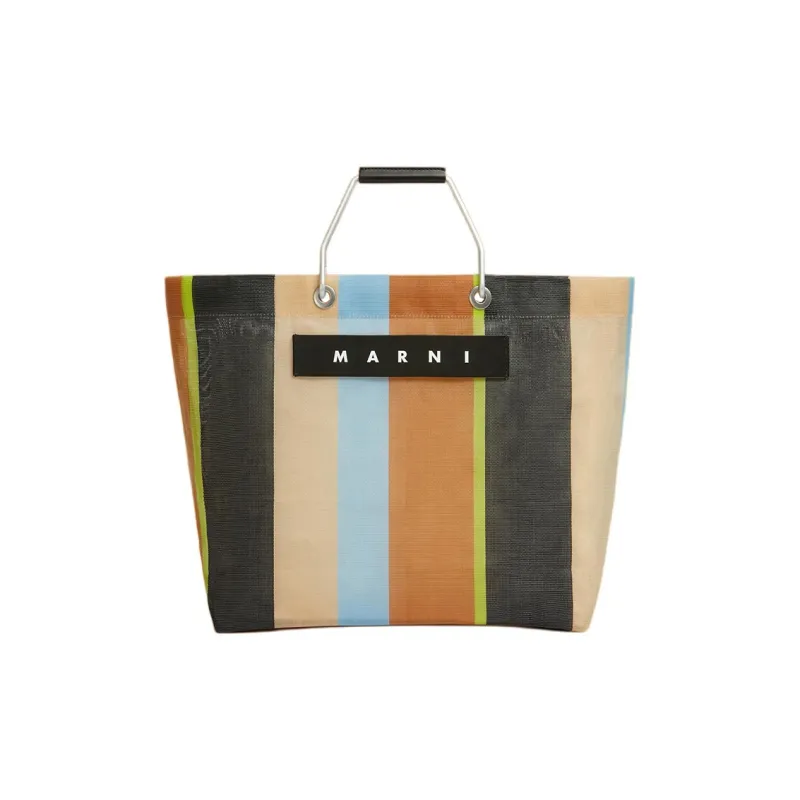 MARNI Polyamide Tote Bag Shopping Bag Handbag Medium Size Women's Multicolor & Brown-0