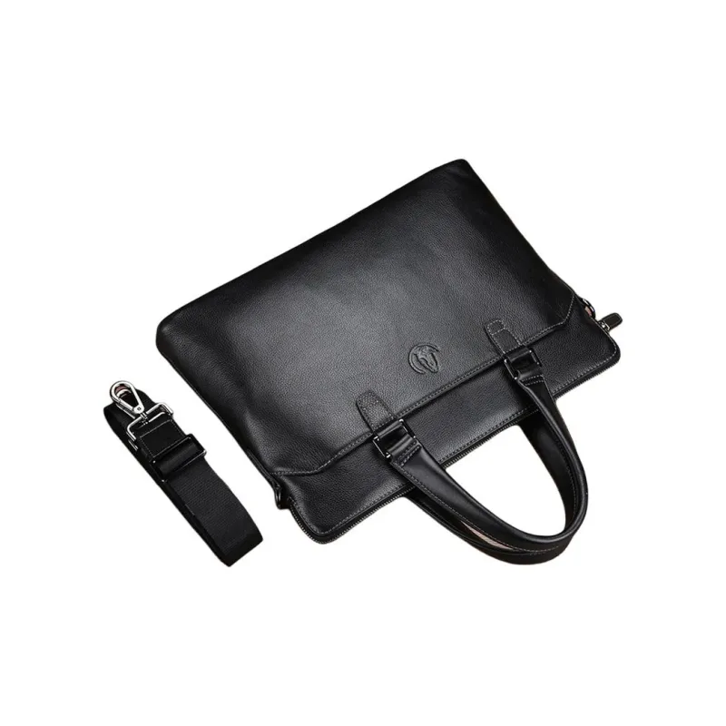 Hush Puppies Cow Leather Briefcase, Shoulder Bag, Crossbody Bag, Handbag Tubas Men's Black-2