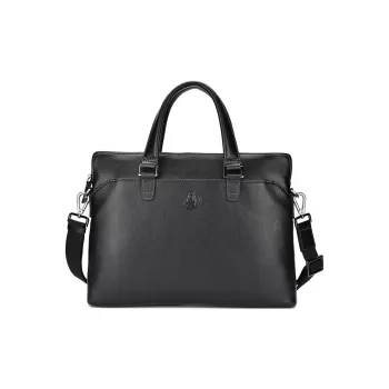 Hush Puppies Cow Leather Briefcase, Shoulder Bag, Crossbody Bag, Handbag Tubas Men's Black